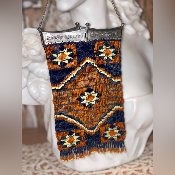 INCREDIBLE Antique ORNATE Colorful Beaded Purse w/Hinged Frame - Native American - Picture 13 of 17